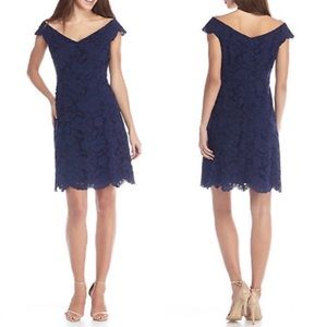 Vince Camuto Navy Lace Off The Shoulder Dress